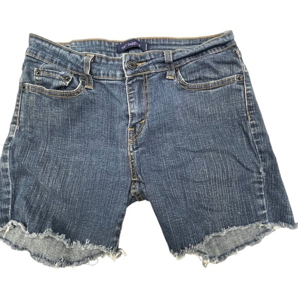 535 leggings levi's shorts med blue wash stretch cut off pockets size 11 READ - Picture 1 of 8